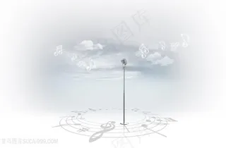 围绕着麦克风的音乐符号高清图