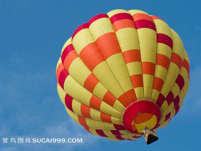 红黄相间的彩色热气球素材