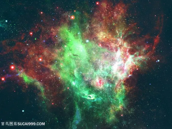 红绿宇宙星空图片
