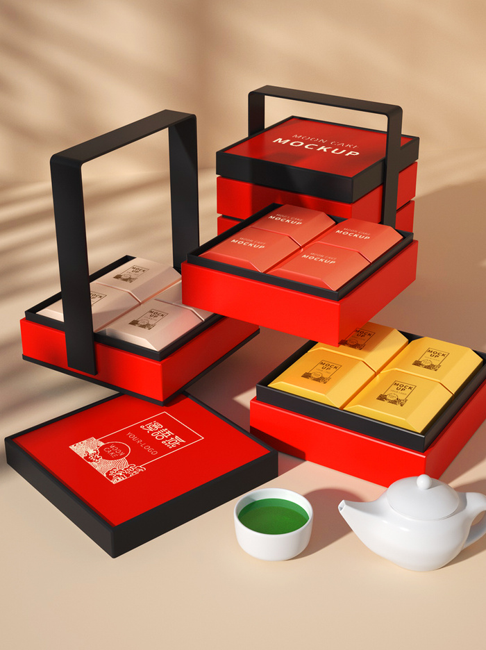 中秋月饼盒样机psd模版下载