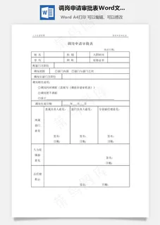 调岗申请审批表Word文档 调岗申请审批表Word文档