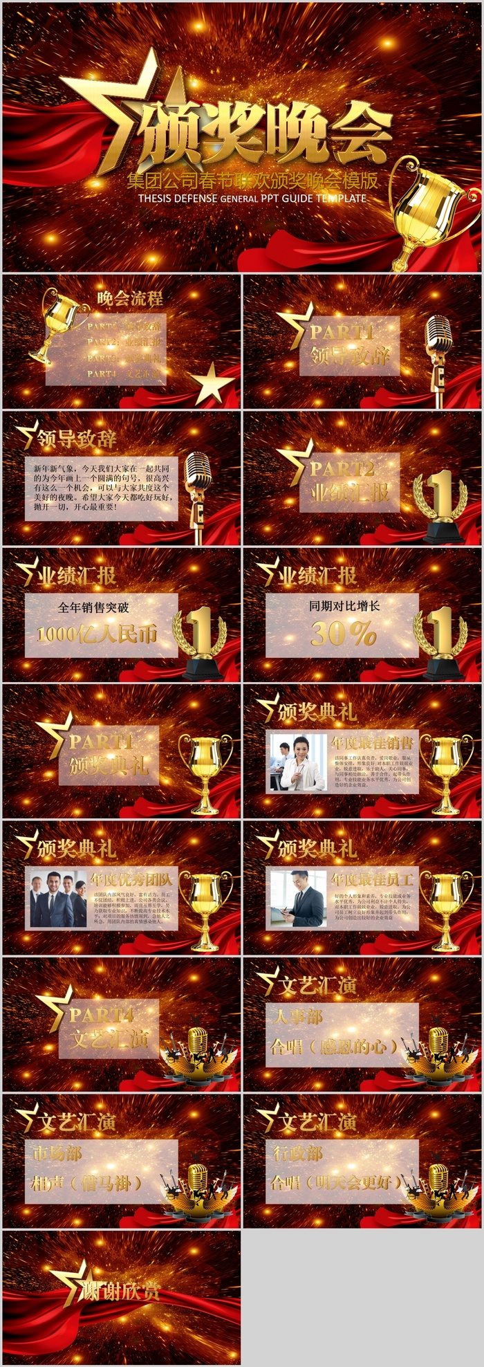 企业年终总结年会颁奖盛典晚会PPT模板