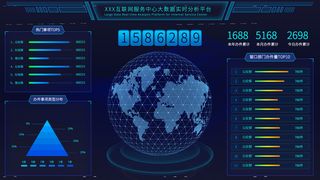 深色科技感酷炫可视化数据大屏仪表盘驾驶舱UI界面PSD模板素材