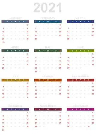 2021 年日历 PNG免抠