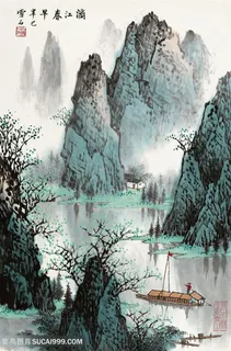 白雪石水墨山脉艺术挂画