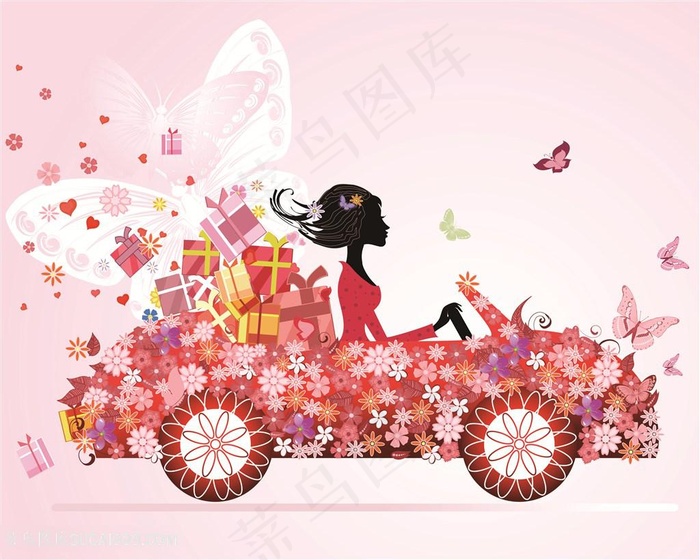 香车仙子手绘插画