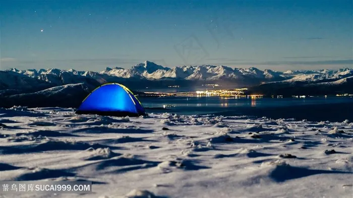 雪地沙滩海景