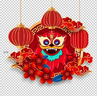 设计祝贺新年舞狮背景