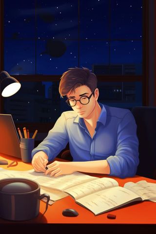 深夜男生书写简约背景