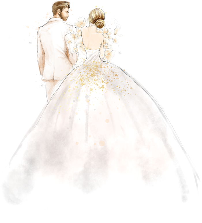 婚纱卡通人物婚礼白纱结婚婚纱摄影手绘
