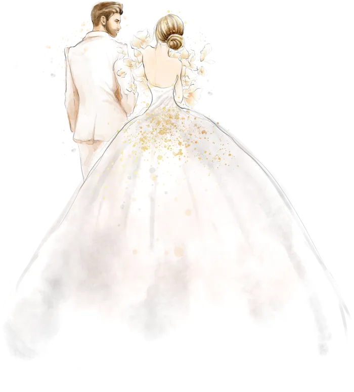 婚纱卡通人物婚礼白纱结婚婚纱摄影手绘