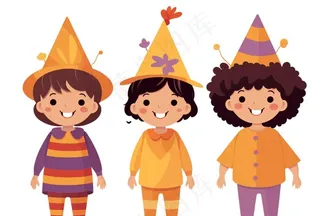 儿童卡通插画圣诞节庆祝欢乐背景