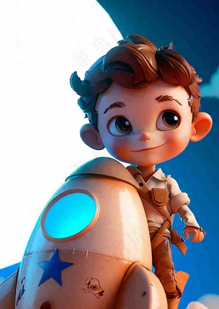 卡通飞行男孩少年可爱儿童节日，玩耍乐趣玩具