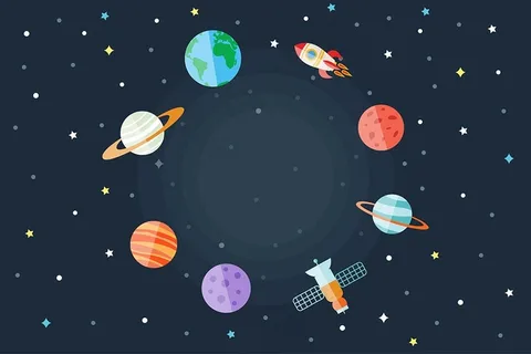 可爱卡通航天火箭宇宙星球太空星空背景