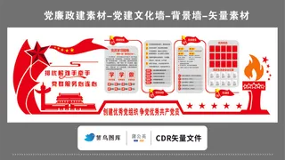 党建文化墙党建素材CDR预览图红色背景排忧解难手牵手党群服务心连心