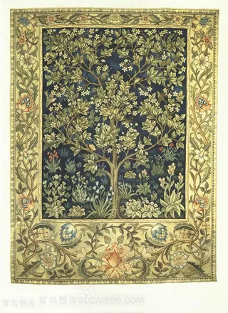 高清晰版本发财树花纹插画