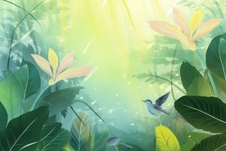 清新叶子夏季清爽背景