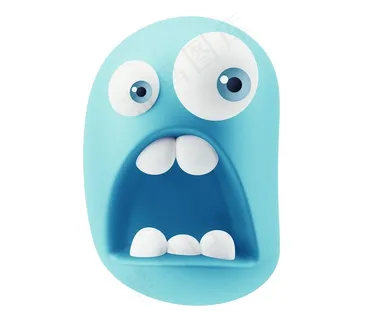 蓝色椭圆形3d立体卡通表情高清图片