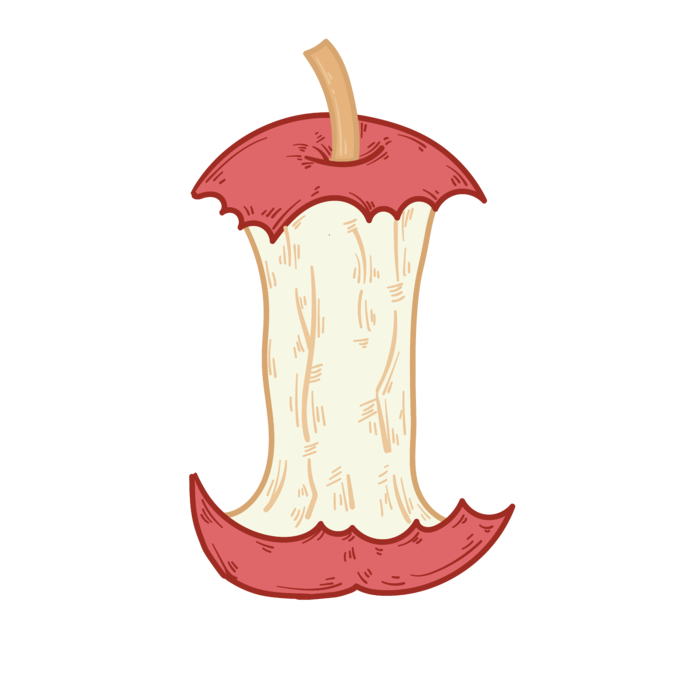 吃完的苹果PNG免扣卡通