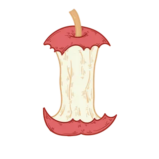 吃完的苹果PNG免扣卡通