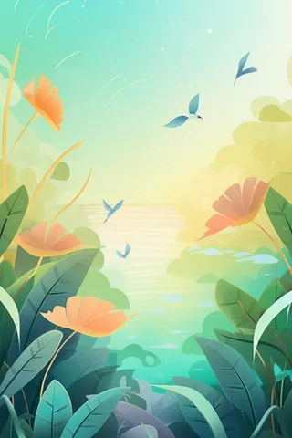 清新叶子夏季清爽背景