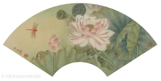 李科宏荷花与蜻蜓国画图片