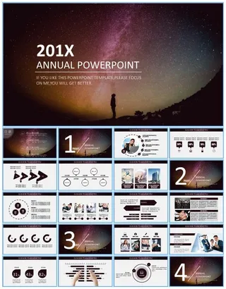 炫丽星空背景简约实用商务工作总结报告ppt模板