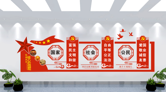 核心价值党建文化墙背景墙