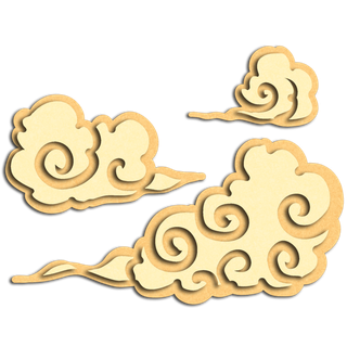 大气中国风祥云国潮风金边立体云朵剪纸创意装饰元素PNG免抠素材