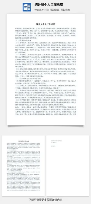 统计员个人工作总结word模板