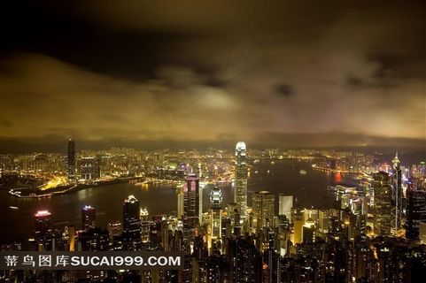 维多利亚港夜璀璨迷人的都市夜景摄影