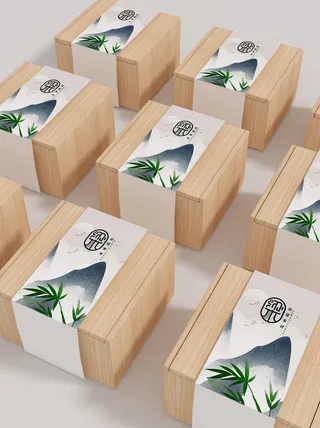 国风高档茶叶包装盒袋罐瓶LOGO标贴展示VI智能贴图样机PSD素材