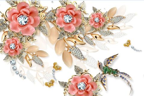 雕塑花枝小鸟背景墙