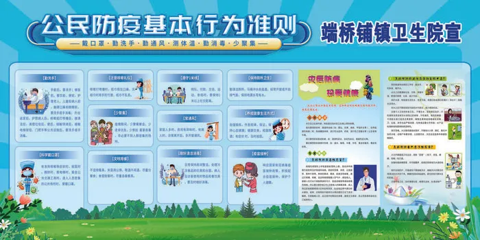 绿色新冠德尔塔病毒校园防疫展板psd模版下载