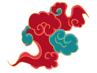 中国风中式国潮敦煌云纹祥云插画图案云朵云彩元素PSDAI设计素材