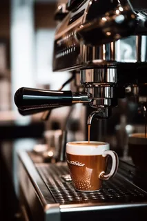 咖啡机制作咖啡现场摄影图 