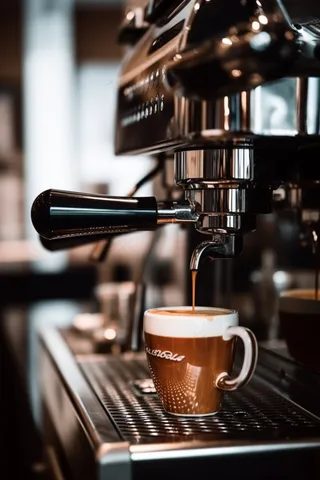 咖啡机制作咖啡现场摄影图 