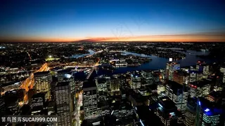 黄昏城市建筑壁纸