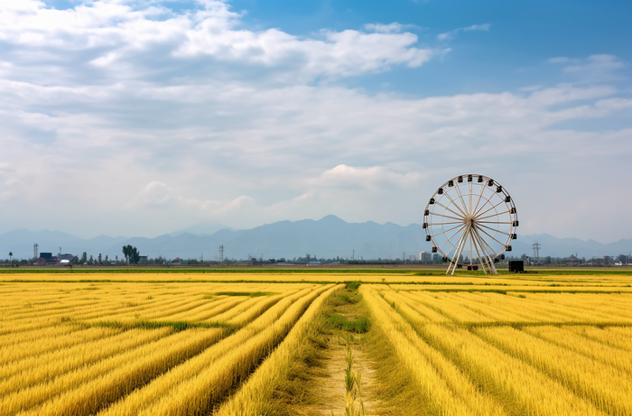 大天空和摩天轮北京东村风格浅黄色摄影图