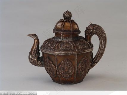 传统工艺-镀金的铜茶壶 传统工艺-镀金的铜茶壶