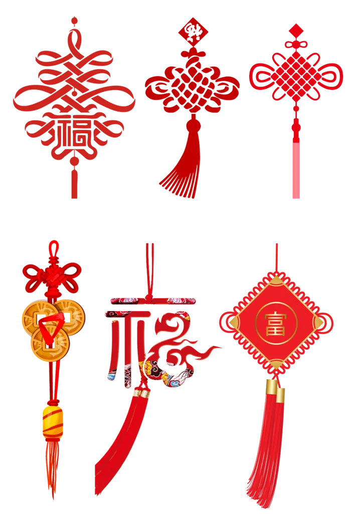 红色平安结中国结免扣素材