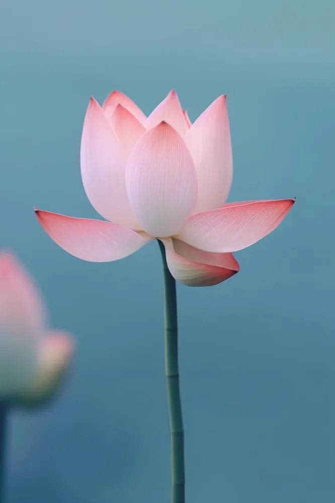 粉色荷花蓝色唯美背景(896x1344)