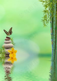 唯美鹅暖石竹子景色高清大图