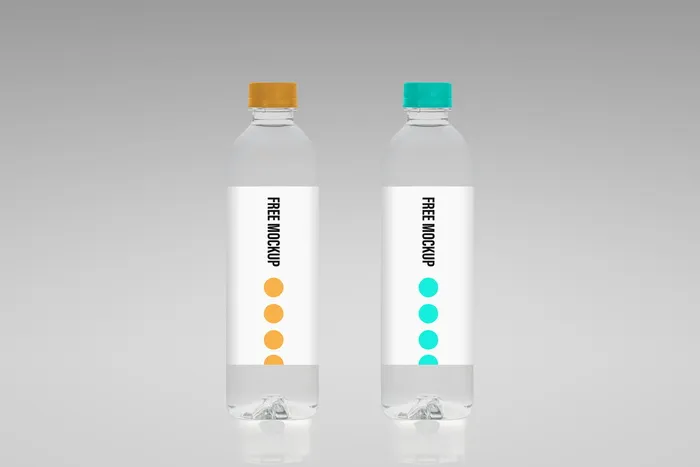 饮品包装瓶塑料透明贴纸Water Bottle Mockuppsd模版下载