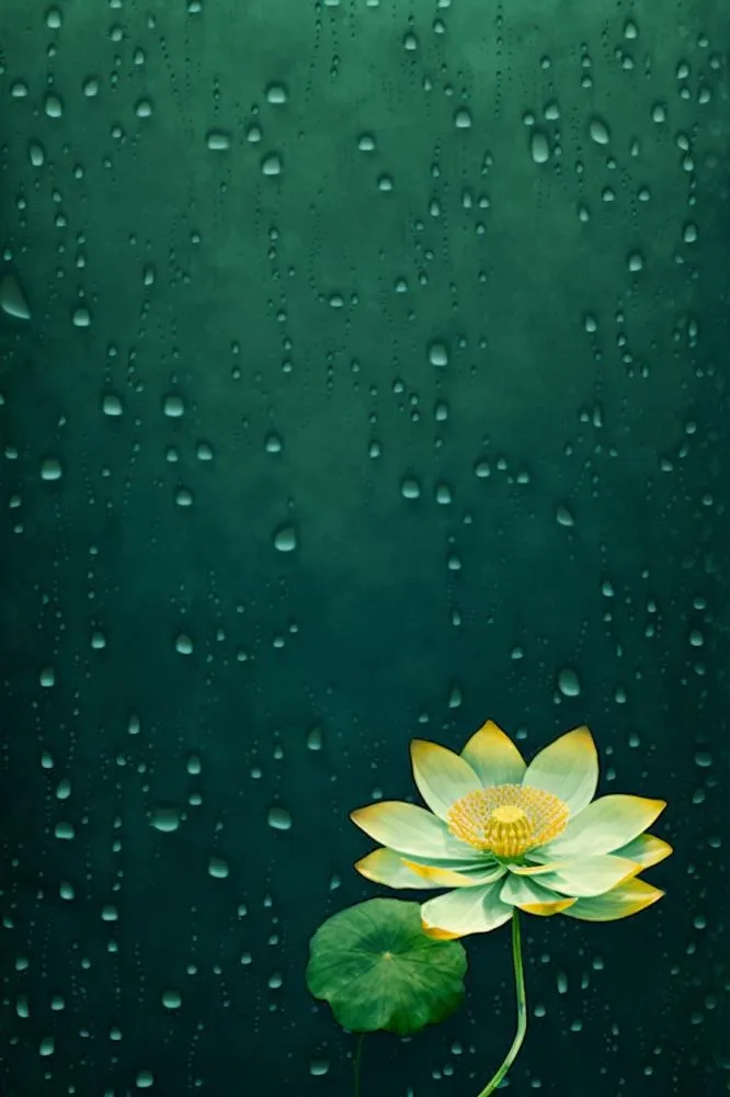 中国风传统绿色莲花简约背景(896x1344)