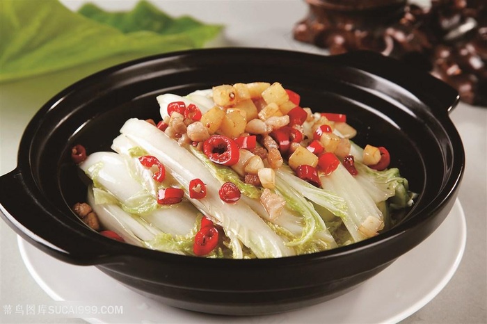 中华美食干锅娃娃菜摄影图