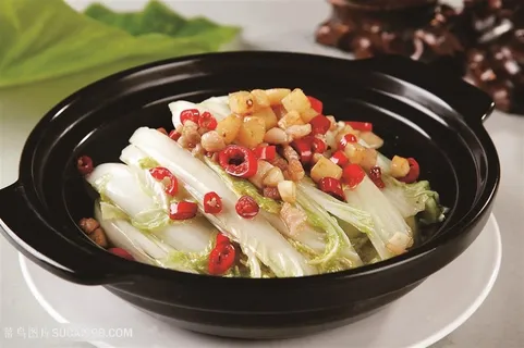 中华美食干锅娃娃菜摄影图 中华美食干锅娃娃菜摄影图