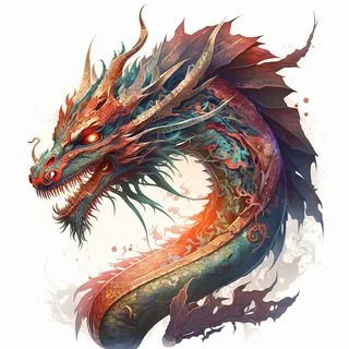 节日生肖龙，插画风格，红色，综合使用