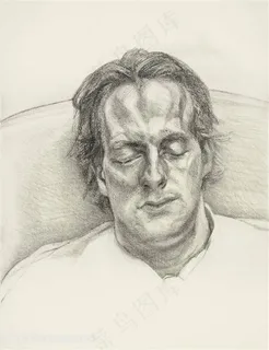 弗洛伊德手绘素描短发男士装饰画