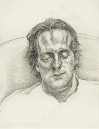 弗洛伊德手绘素描短发男士装饰画